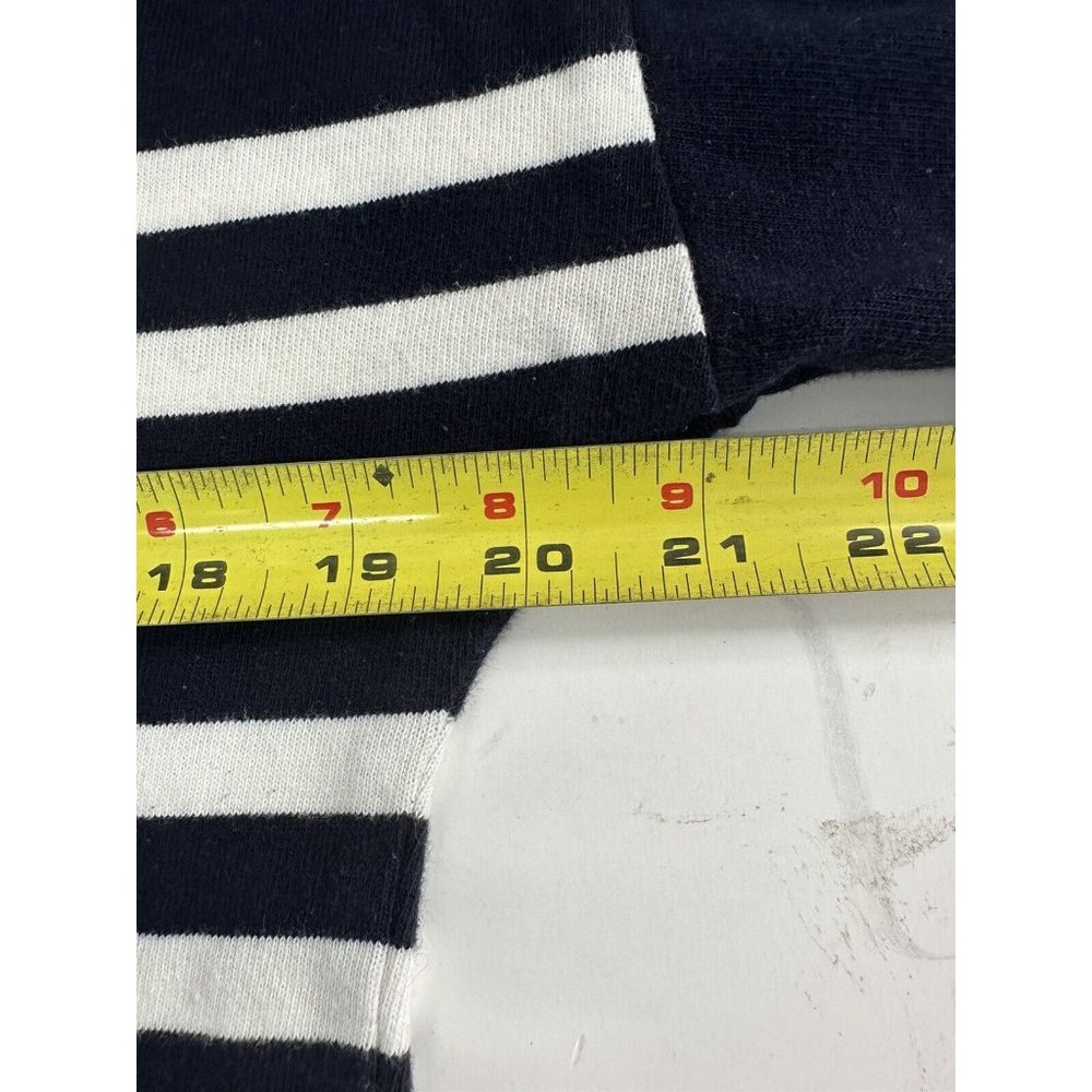 Talbots Women's Size Medium Petite Blouse Top  Blue Striped Cotton Round‎ Neck - Picture 5 of 5